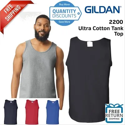 Gildan Mens Sleeveless Blank Ultra Cotton Tank Top Shirt 2200 Up To 3XL • $10.69