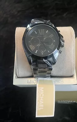 Michael Kors MK5550 Bradshaw All Black Chronograph 42mm Unisex Wrist Watch • $90