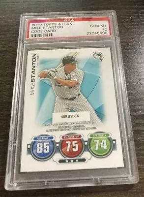 2010 Topps Update Attax Code Cards Mike Giancarlo Stanton Rookie Graded PSA 10 • $22.99