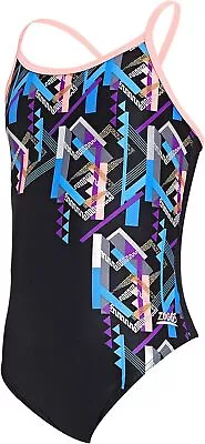 Zoggs Girls Shimmer Sprint Back Swimsuit Age 9-10 Racer Open RRP £22 • £12.97