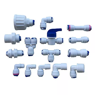 £8.49 • Buy 1/4  Push Fit Pipe Fittings For American Fridge And RO Unit Elbow, Tee Piece Etc