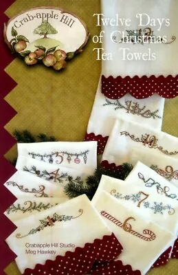 Twelve Days Of Christmas Tea Towels - Pattern By Meg Hawkey - Embroidered Towels • $10
