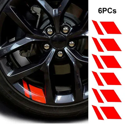 6x Red Reflective Sticker For 16 -21  Car Wheel Rim Vinyl Decal Car Accessories • $4.31