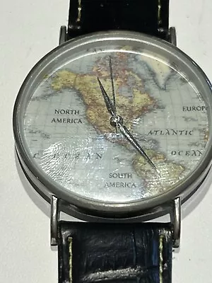 Vintage  Of All Threads World Map Watch  Needs Battery Nice Travel Casual • $7.99