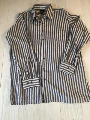 J. Ferrar Men's Shirt XLT TALL Black Stripe Dress Button Down 100% Cotton • $18.99