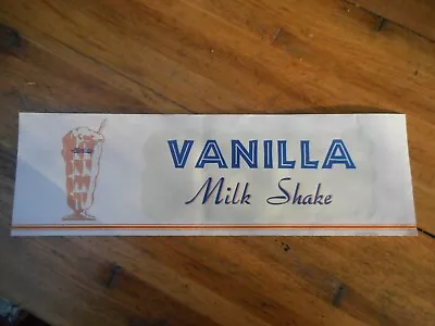Vintage Hunters Ice Cream Vanilla Milk Shake Paper Tacker Sign 17  X 5.25  • $9.95