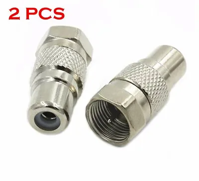 2 Pcs  F-Type Male Coaxial To RCA Female RF Adapter Adaptor Plug Jack Connector • $6.98
