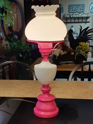 Refurbished Antique Milk Glass And Cast Iron/Metal Table Lamp • $65