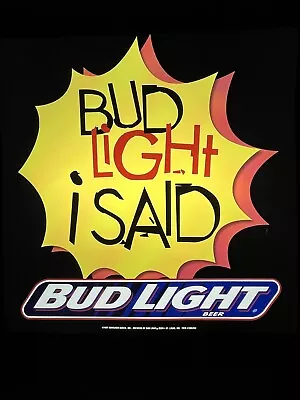 Vtg Bud Light I Said Lighted Beer Sign 1997 Jerky Boys Ad W/ Pull String Rare • $89.99