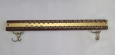 Vintage Tie Scarf Belt Closet Rack Hanger Holder Wall Mount Organizer Wood Brass • $17.50