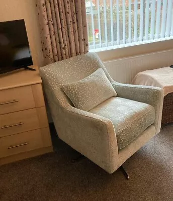 £225 • Buy 11 Months Old - House Beautiful Sophia Pearl Fabric Swivel Chair (Chrome Feet)
