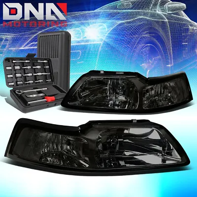 For 1999-2004 Ford Mustang Gt/cobra Smoked Clear Signal Headlight Lamps+tools • $86.99