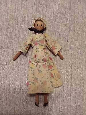 Vintage  Shackman 8” Wooden Peg Doll In Original Tagged Clothes • $9.99