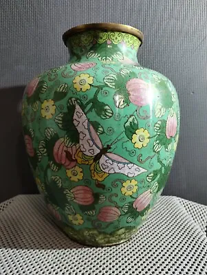 Antique Chinese Qing Dynasty Cloisonne Vase • $199.99