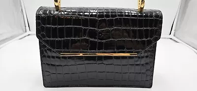 Vintage Koret Alligator / Leather  Handbag Black With Gold Trim  1950's  • $99