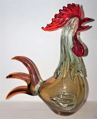 Murano Style Art Glass Multicolor Rooster Chicken Figurine Paperweight • $59.95