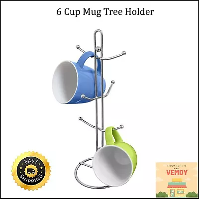 6 Cup Mug Tree Holder Organizer Rack Stand For Kitchen Counter Coffee Table • $16.99