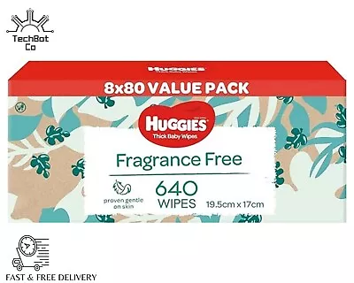 640 HUGGIES Thick Baby Wet Wipes Bulk Mega Pack Fragrance Free- Baby Wipes • $35.50