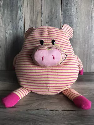 2012 Mushable Pot Belly Pig Pink Green Microbead Pillow Plush Stuffed Stripe 15” • $14.99