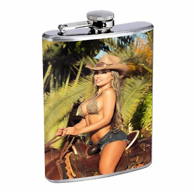Hot Cowgirls D4 Flask 8oz Stainless Steel Hip Drinking Whiskey • $14.95