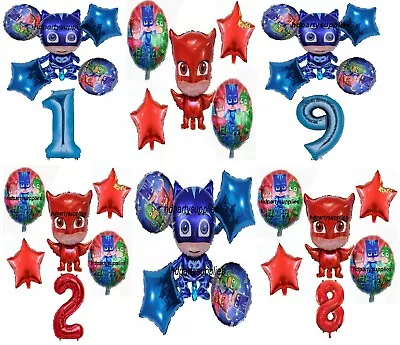 6pcs Pj Mask Large Owlette Catboy Number Age Birthday Party Helium Balloons  • £9.99