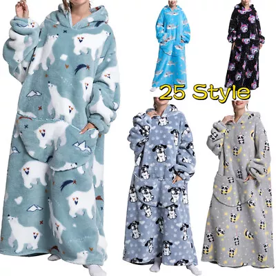 £26.22 • Buy Extra Long Fleece Oversized Hoodie Blanket Hooded Wearable Sweatshirt Winter UK
