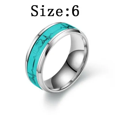 Fashion Stainless Steel Glow Iin The Dark Ring Men Women Creative Ring Jewelry • $1.25