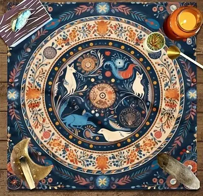 Altar Table Cloth Fox & Flowers Tarot Cards Wiccan Nature Pagan New 19x19inches • £5.73