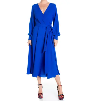 MEGHAN LOS ANGELES Lilypad Midi Dress XL Royal Blue Long Sleeve NWOT • $52.50