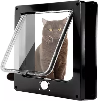 4-Way Magnetic Locking Cat Flap Large & Silent – Easy Install For Wall & Doors • £29.94