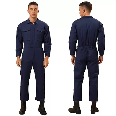 US Men Long Sleeve Work Coverall Jumpsuit Romper Lightweight Mechanic Uniform • $36.80