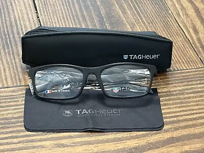 TAG Heuer TH 555 001 57mm Black Men's Eyeglasses Frame W/ Demo Lens • $209.99