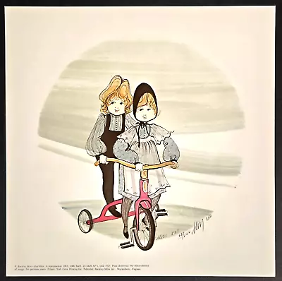 Rare P. Buckley Moss RED BIKE Unframed Lithograph Print 1983 287/1000 • $179.95