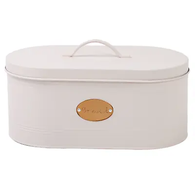 Cream Bread Bin Container Large Kitchen Food Storage Tin Box Canister Metal Lid • £14.99