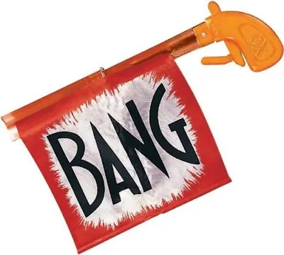 Orange Bang Gun With Flag - Clown Halloween Prop Magic Toy Pistol Gag Joke Funny • $7.99