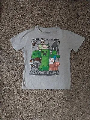 Minecraft Shirt Boys Large Gray Graphic “Create. Explore. Survive.” • $6.50