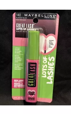 Maybelline Great Lash Lots Of Lashes Washable Mascara 140 Blackest Black 0.43 O • $9.95