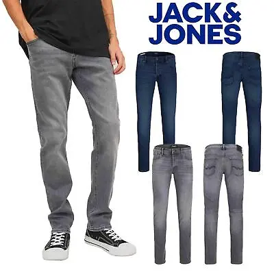 Jack & Jones Mens Slim Fit Black Denim Jeans And Blue Denim Jeans 28W To 36W • £24.99