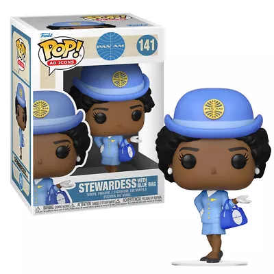 Pan Am Airlines Stewardess With Blue Bag Pop! Vinyl Figure #141 OEX • $21.95