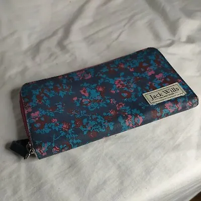 Jack Wills Purse Blue Pink Floral Coins Wallet Retro G2 • £6.92