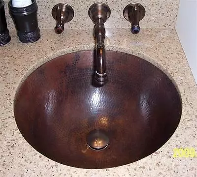 15  Round Copper Bathroom Vanity Sink -- Rustic Aged Copper • $139.95