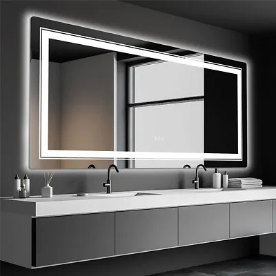 Wall Led Mirror For Bathroom 60x31 Inch Backlit &Front Lighted Anti-Fog Dimmable • $445.91