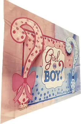 Gender Reveal Photo Backdrop Beautiful Decoration Boy Or Girl? Pink Blue 2.5x3m  • £18.99