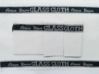 Lex's Linens Linen Union Glass Cloths Pack Of 4 (Black X 4) • £18.99