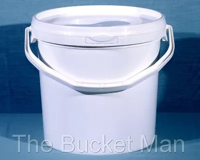 10 X 10 L Ltr Litre White Plastic Buckets Containers With Lids & Plastic Handles • £31.99