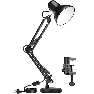 Metal Adjustable Swing Arm Desk Lamp Eye-Caring Study Desk Lamps Black • $22.99