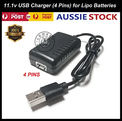 11.1v USB Charger For 4 PINS Lipo Battery J8 J9 J10 ACR/M4A1/SCAR Gel Blaster AU • $17.77