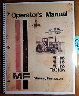 Massey Ferguson MF 1105 1135 1155 Tractor Owner Operator Manual 1448 244 M4 '74 • $15.99