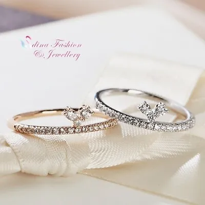 $17.99 • Buy 18K White & Rose Gold Plated Simulated Diamond Delicate Knuckle Ring 