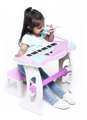 Chad Valley Keyboard Stand Stool Pink Shade Kids Creative Music Sounds Play Set  • £49.99